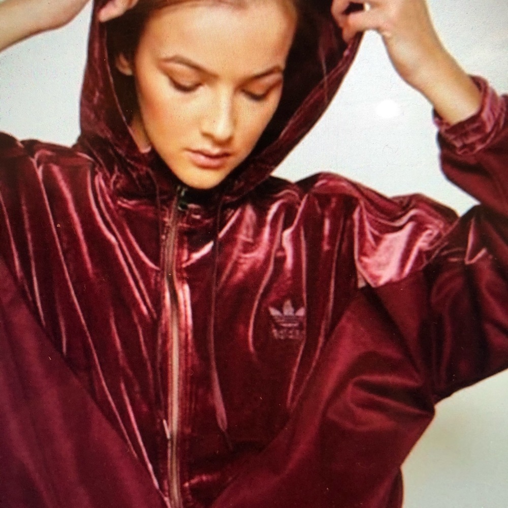 Adidas Velvet Vibes Maroon Track Jacket - Picture 9 of 9